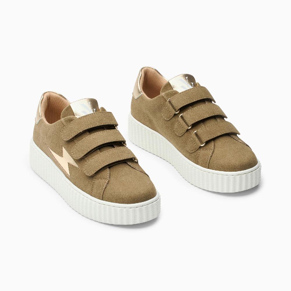 Vanessa Wu Baskets éclair Alison Kaki Et Or à Scratchs