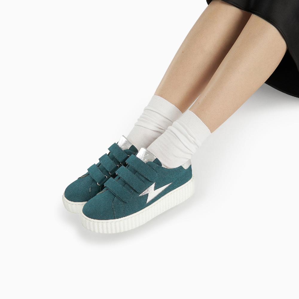 Vanessa Wu Baskets éclair Alison Vert Et Argent à Scratchs