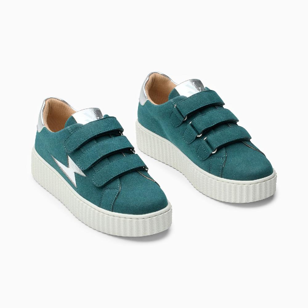 Vanessa Wu Baskets éclair Alison Vert Et Argent à Scratchs