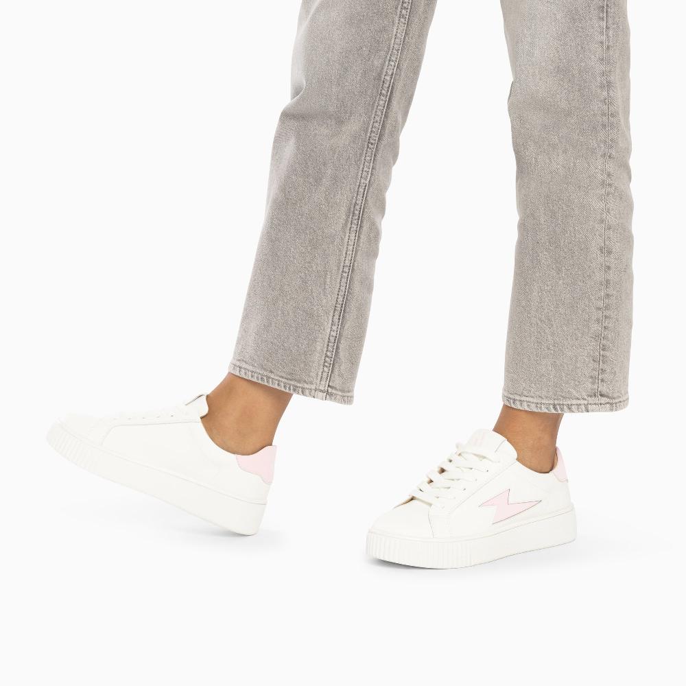 Vanessa Wu Baskets éclair Angie Blanc Et Rose à Lacets