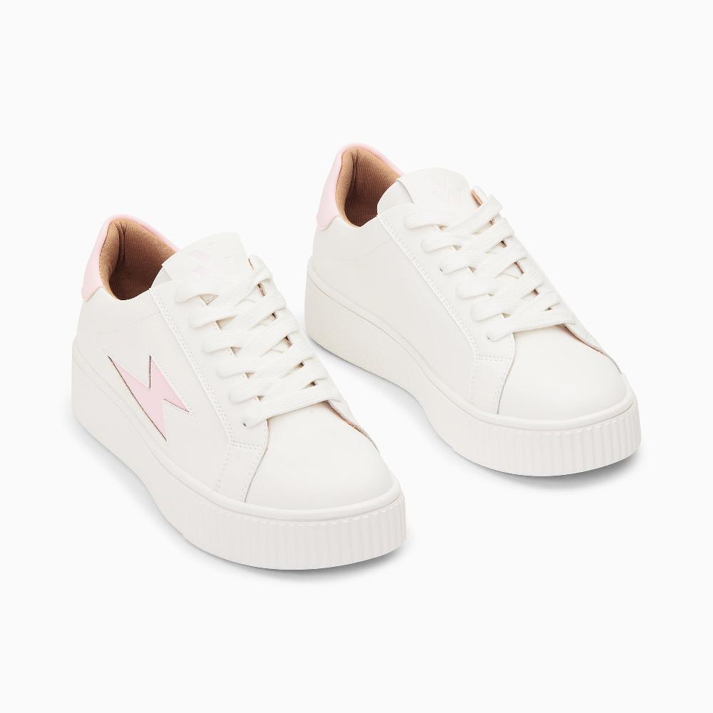 Vanessa Wu Baskets éclair Angie Blanc Et Rose à Lacets