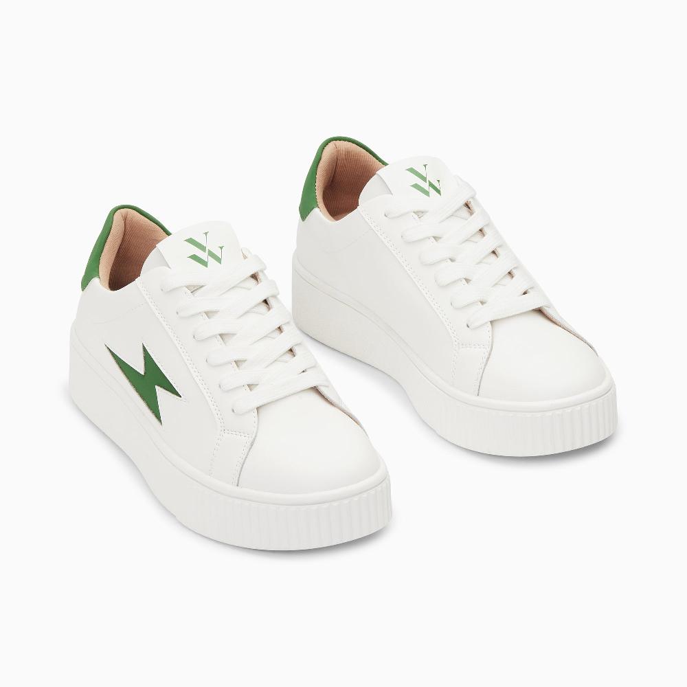 Vanessa Wu Baskets éclair Angie Blanc Et Vert à Lacets