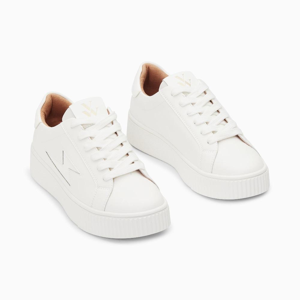 Vanessa Wu Baskets éclair Angie Blanches Monochromes à Lacets