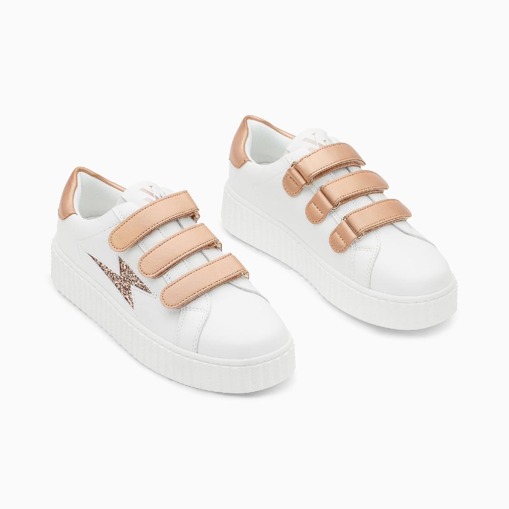 Vanessa Wu Baskets éclair Bonnie Blanc Et Rose Gold à Scratchs