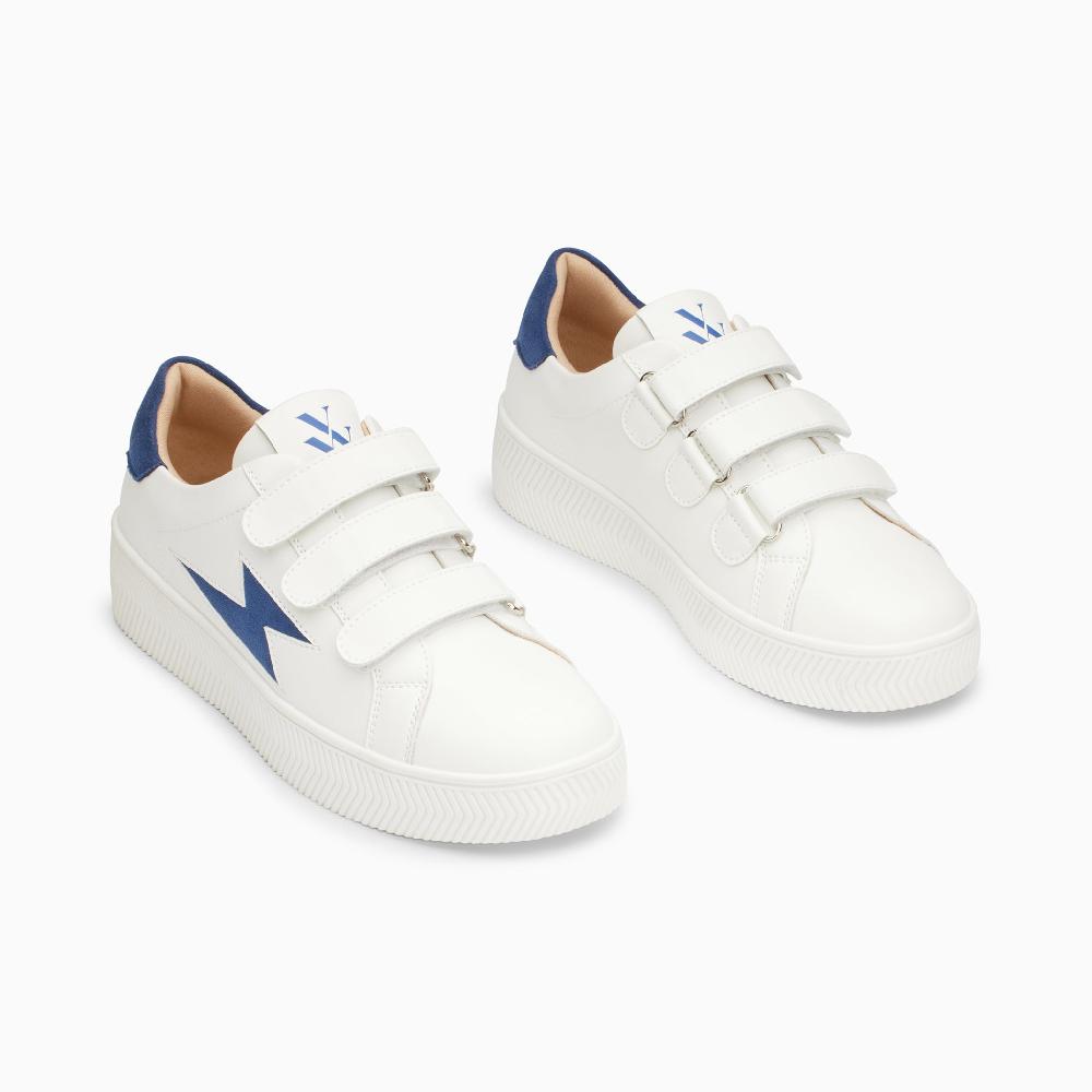 Vanessa Wu Baskets éclair Camelia Blanc Et Marine à Scratchs