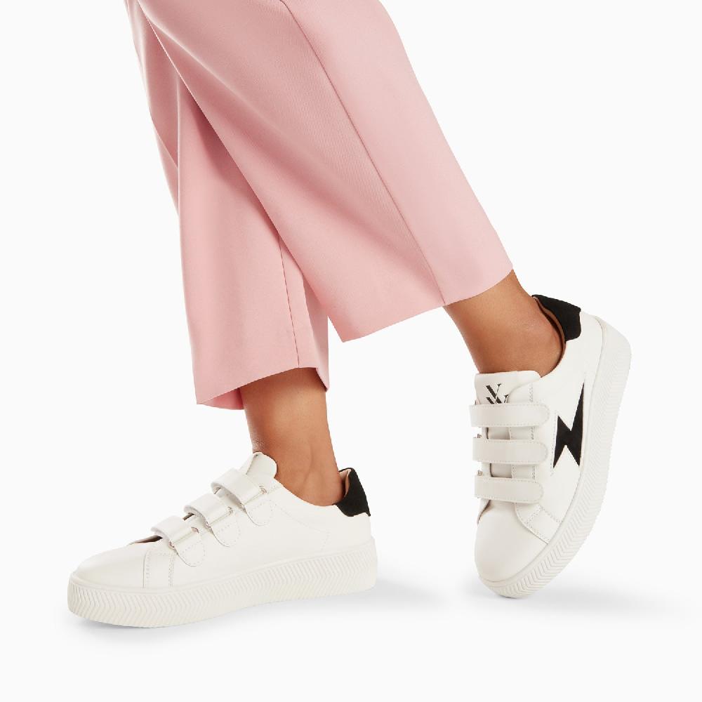 Vanessa Wu Baskets éclair Camelia Blanc Et Noir à Scratchs