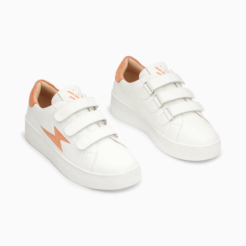 Vanessa Wu Baskets éclair Camelia Blanc Et Orange à Scratchs
