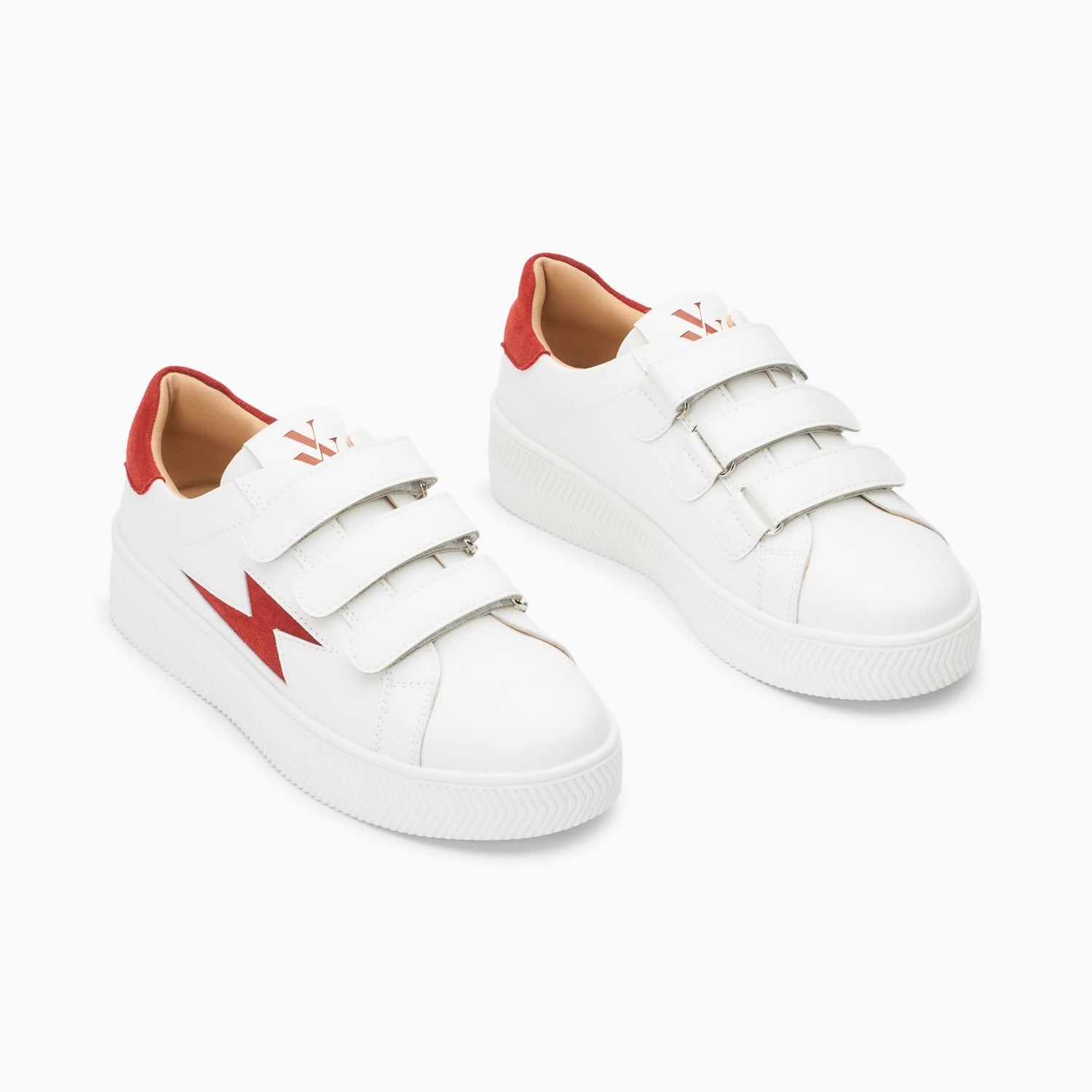 Vanessa Wu Baskets éclair Camelia Blanc Et Rouge à Scratchs