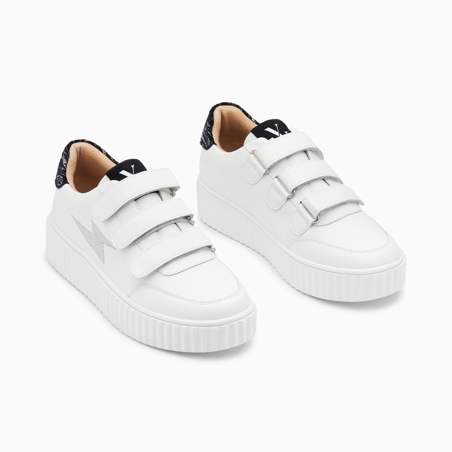 Vanessa Wu Baskets éclair Damia Blanc Et Noir Imprimé Zèbre à Scratchs