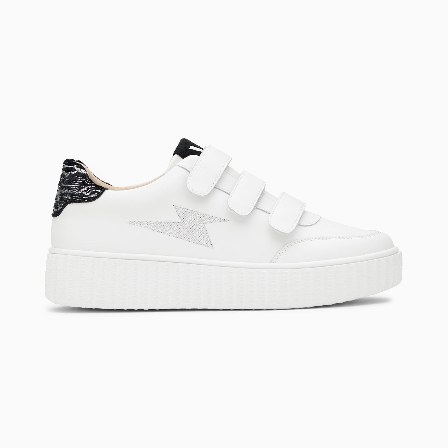 vanessa wu Baskets éclair Damia blanc et noir imprimé zèbre à scratchs