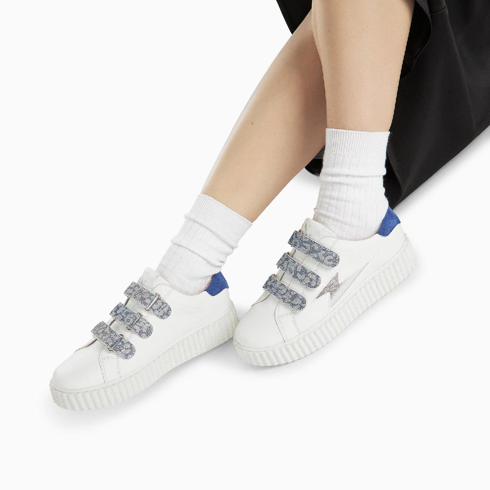 Vanessa Wu Baskets éclair Dorianne Blanc Et Argent à Scratchs Léopard