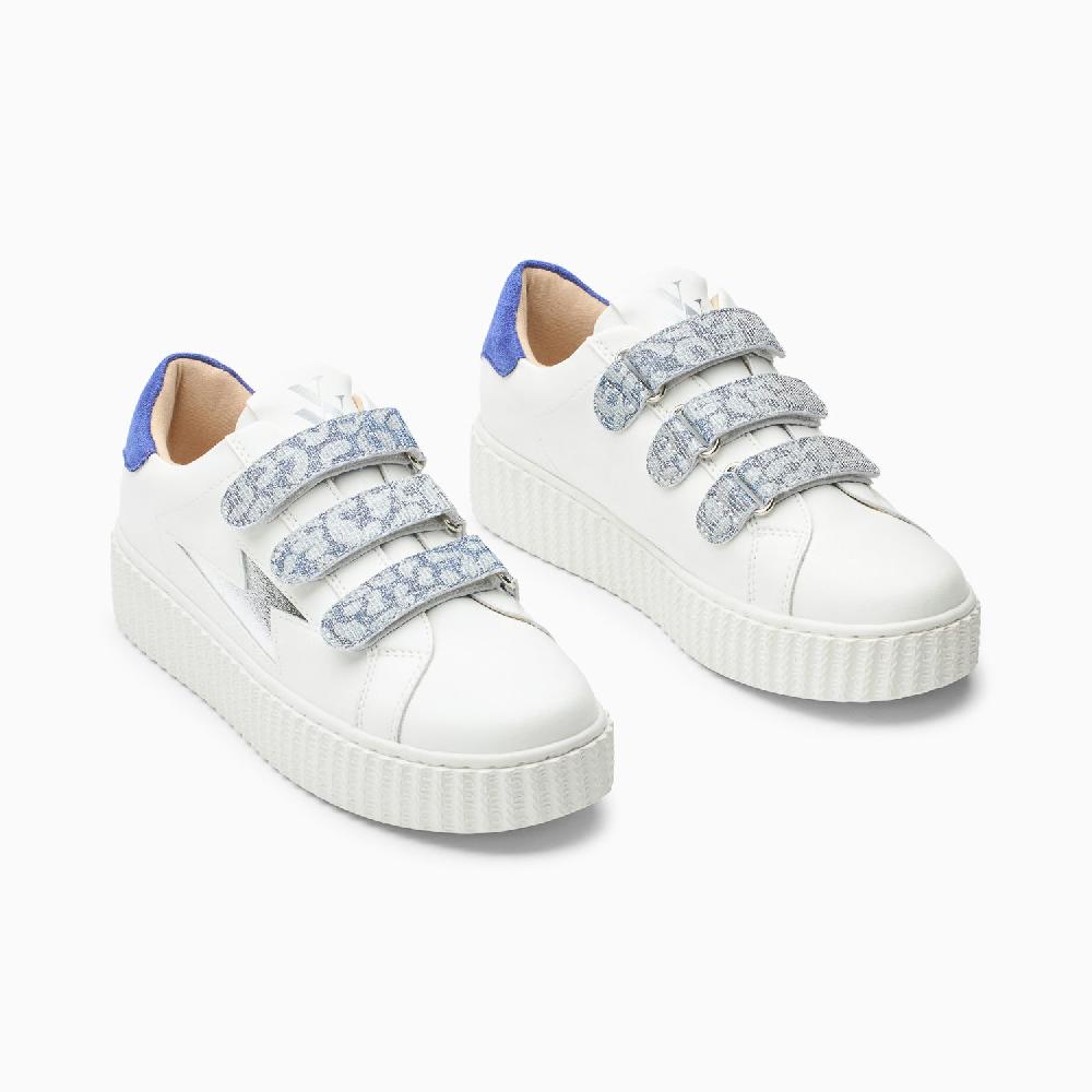 Vanessa Wu Baskets éclair Dorianne Blanc Et Argent à Scratchs Léopard