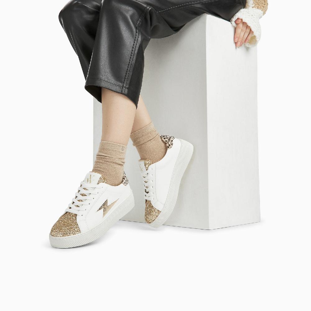 Vanessa Wu Baskets éclair Ellen Blanc Et Or à Lacets