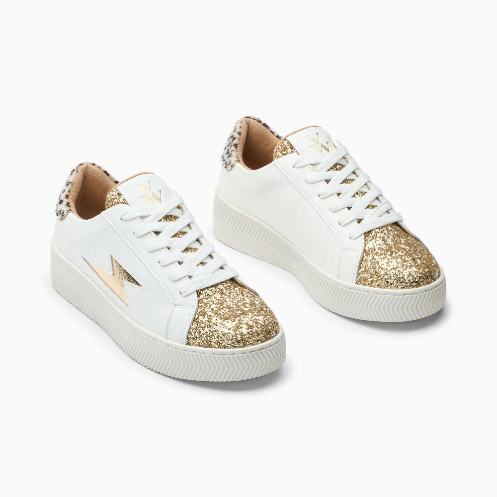 Vanessa Wu Baskets éclair Ellen Blanc Et Or à Lacets