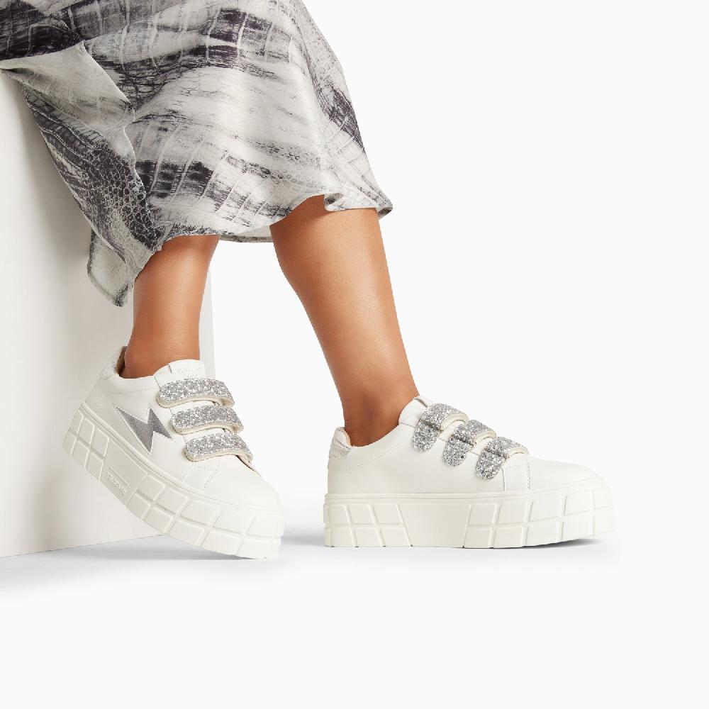 Vanessa Wu Baskets éclair Eve Blanc Et Argent à Plateforme