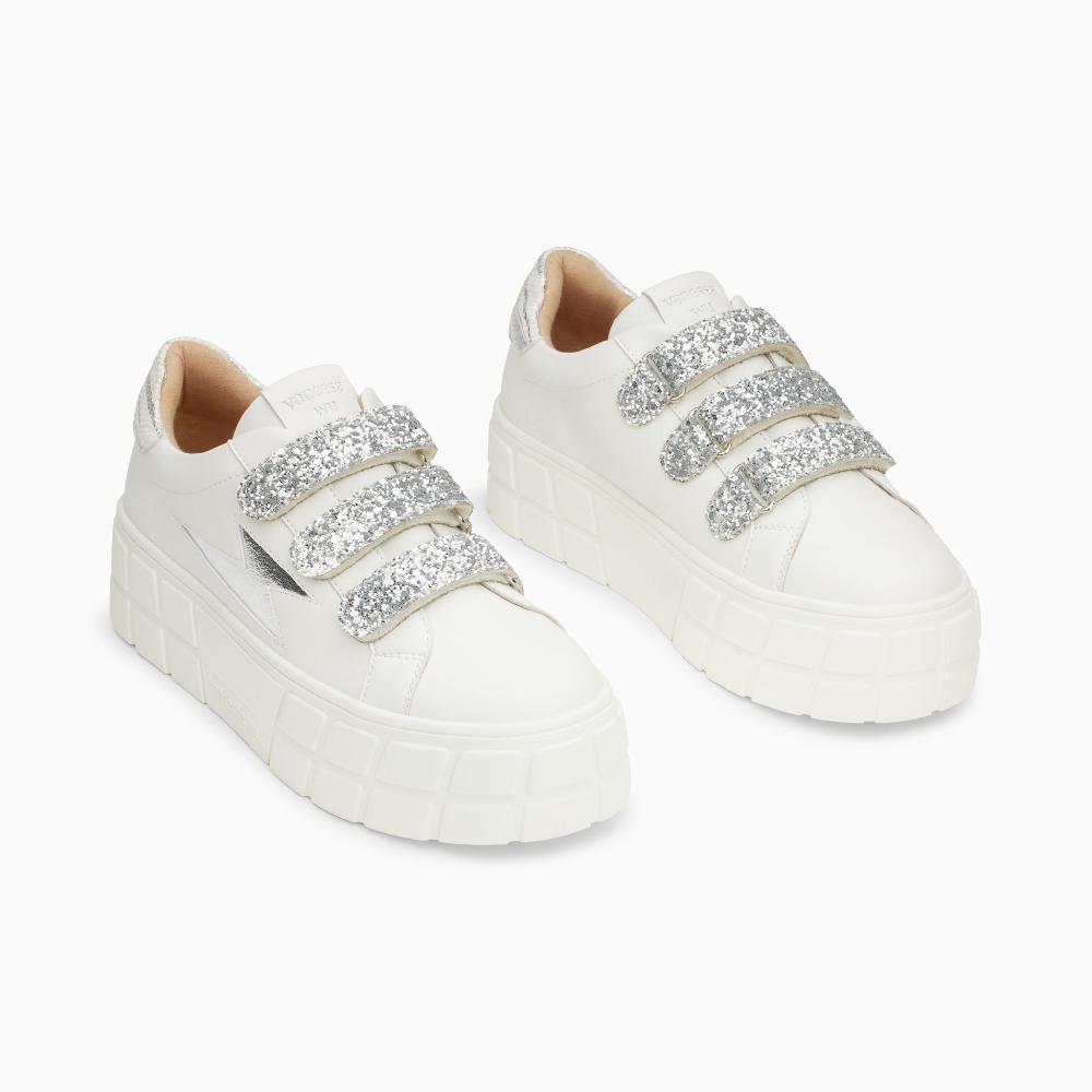 Vanessa Wu Baskets éclair Eve Blanc Et Argent à Plateforme