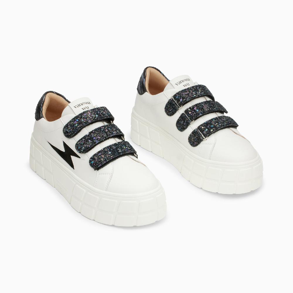 Vanessa Wu Baskets éclair Eve Blanc Et Noir à Plateforme