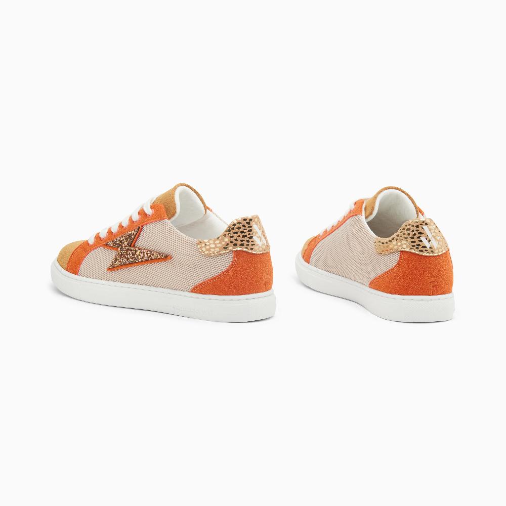 Vanessa Wu Baskets éclair Gaëlle Beige Et Orange à Lacets