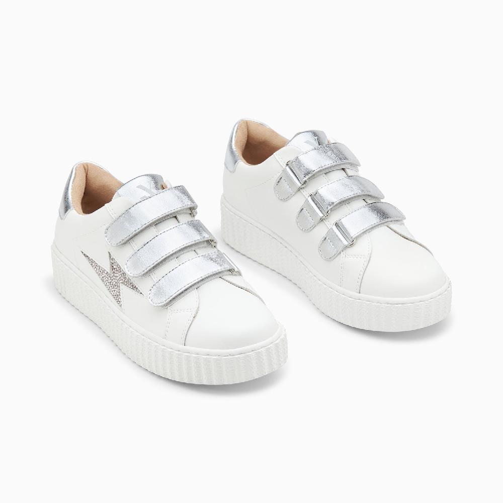 Vanessa Wu Baskets éclair Kandia Blanc Et Argent à Scratchs