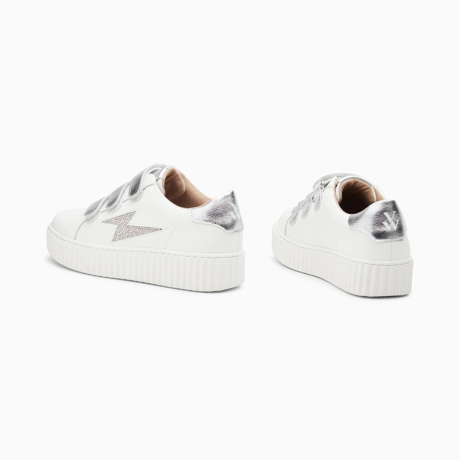 Vanessa Wu Baskets éclair Kandia Blanc Et Argent à Scratchs