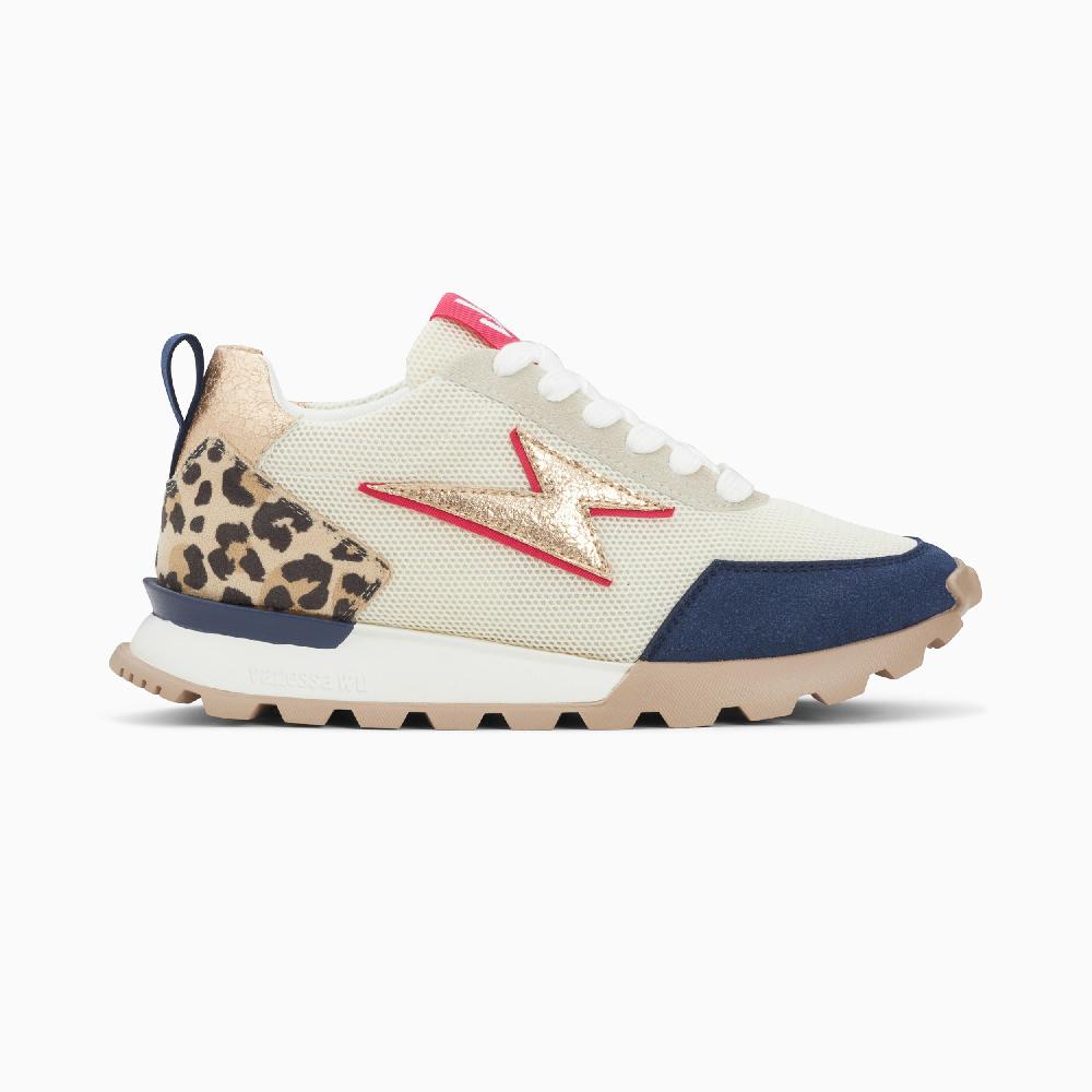 vanessa wu Baskets éclair Keira blanc et marine à semelle running