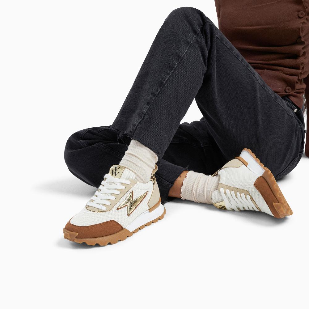 Vanessa Wu Baskets éclair Keira Ivoire Et Or à Semelle Running