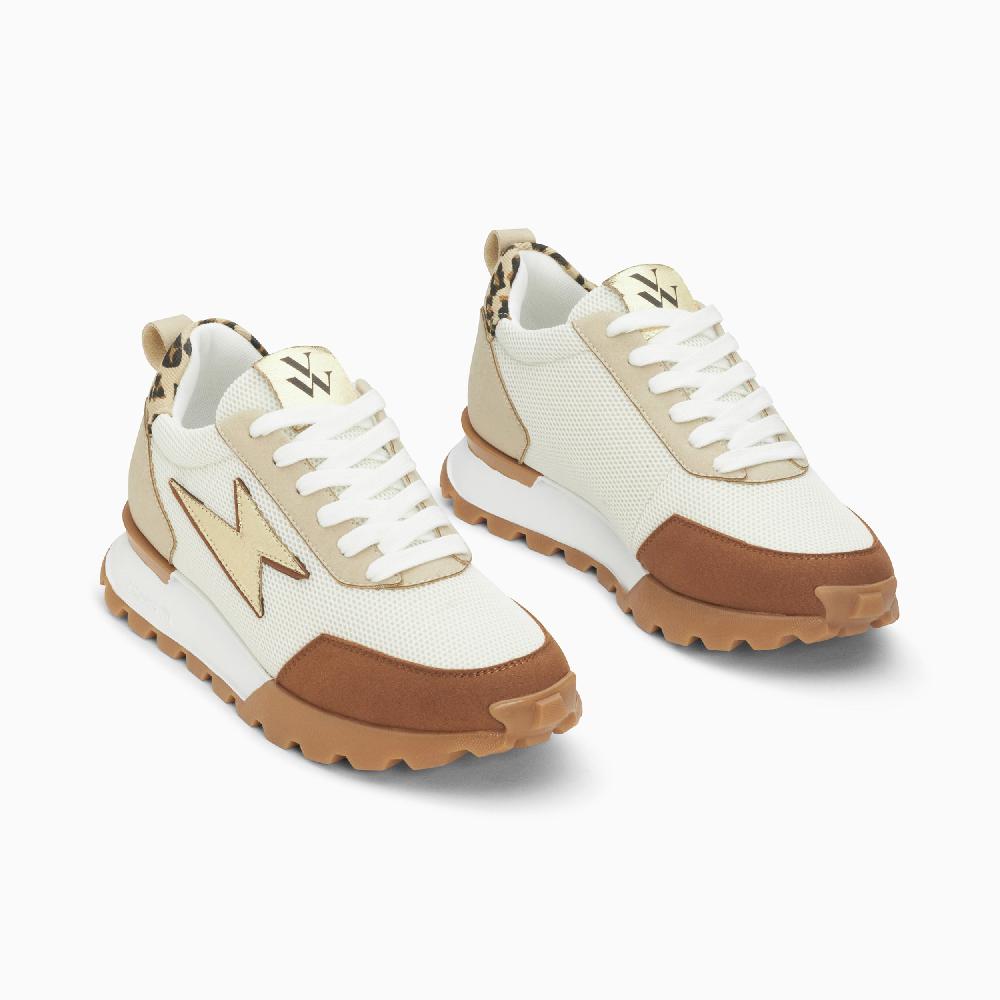 Vanessa Wu Baskets éclair Keira Ivoire Et Or à Semelle Running