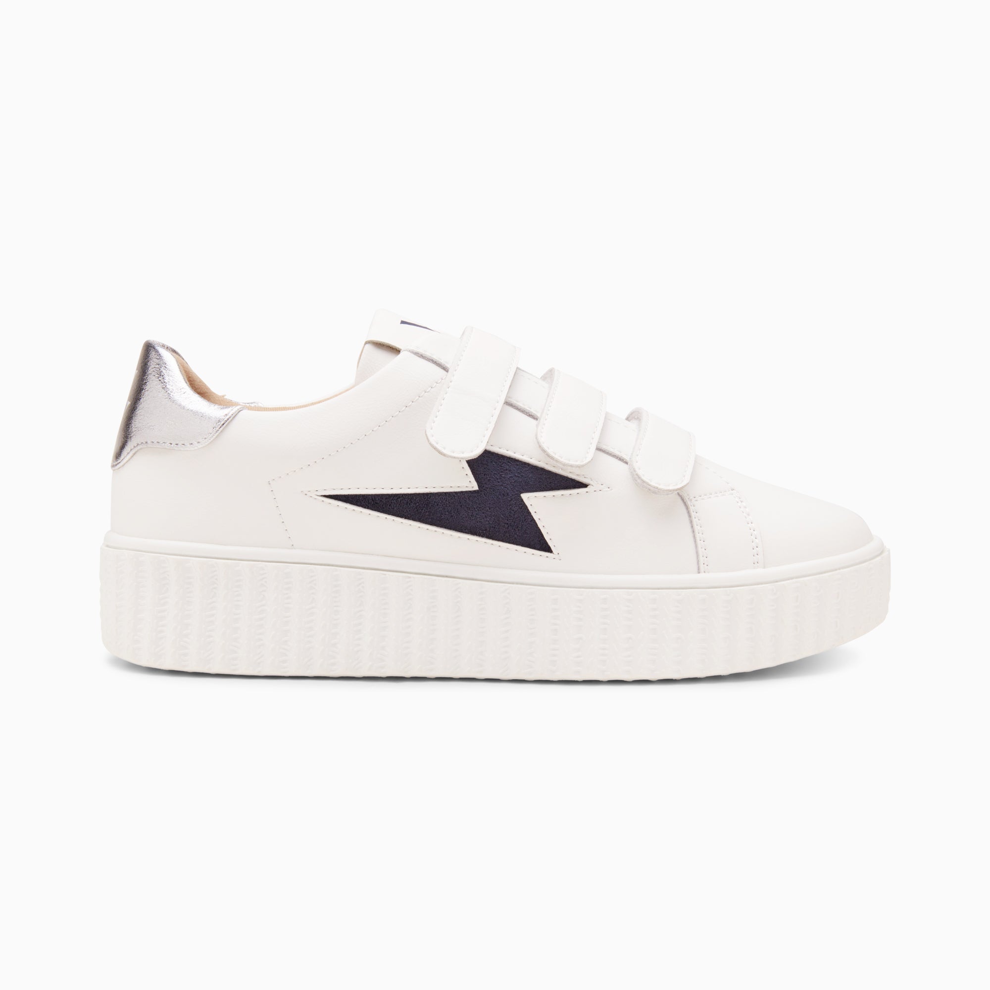 vanessa wu Baskets éclair Kim blanc et bleu marine à scratchs