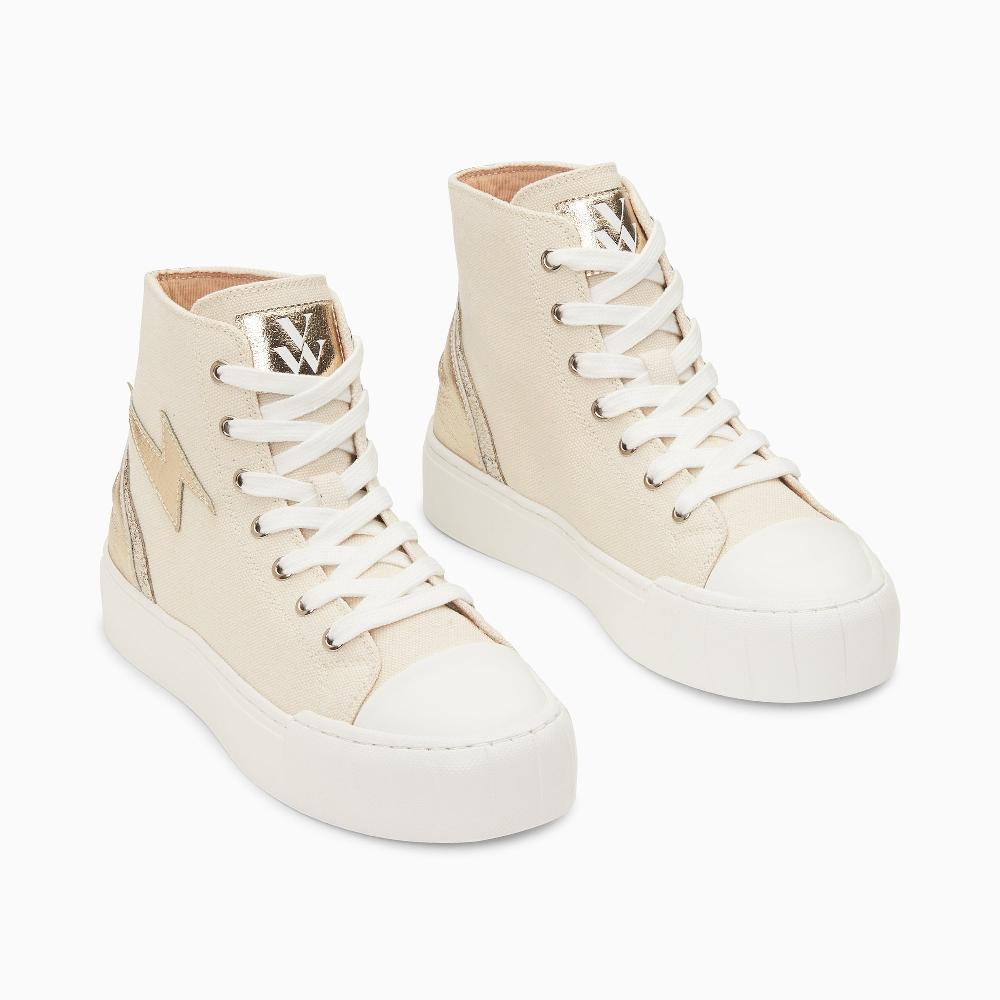 Vanessa Wu Baskets éclair Laure Montantes Beige Et Or