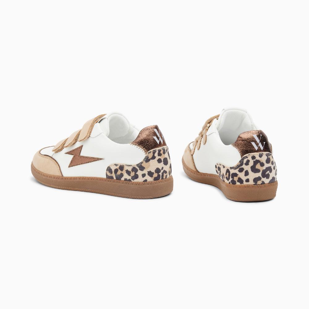 Vanessa Wu Baskets éclair Laurette Blanc Et Beige à Semelle Rétro