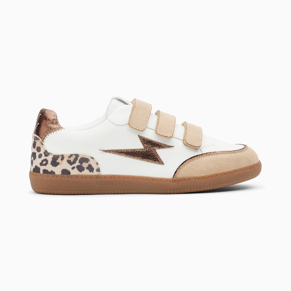 vanessa wu Baskets éclair Laurette blanc et beige à semelle rétro