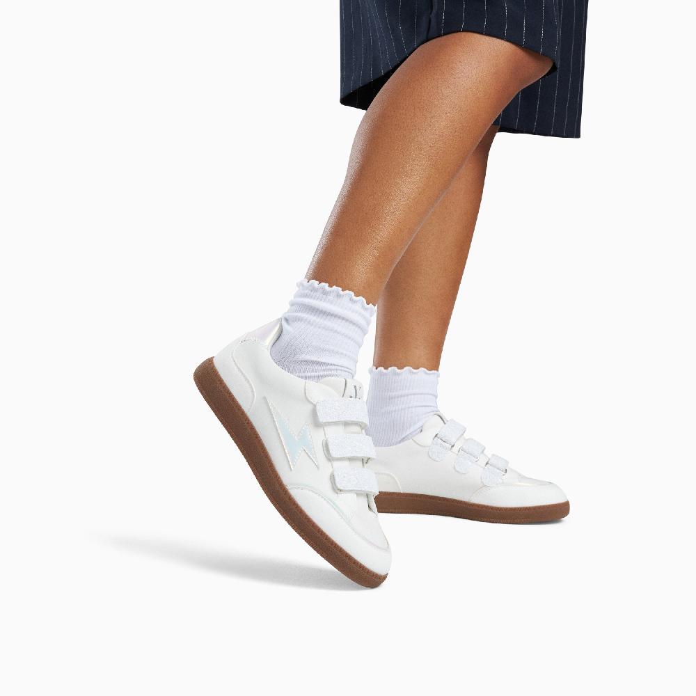 Vanessa Wu Baskets éclair Laurette Blanches Monochromes à Semelle Rétro