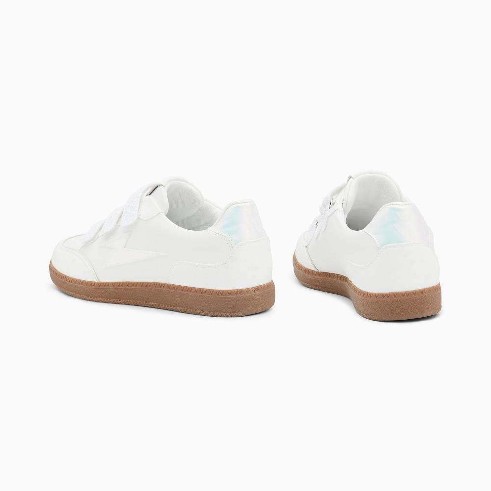 Vanessa Wu Baskets éclair Laurette Blanches Monochromes à Semelle Rétro