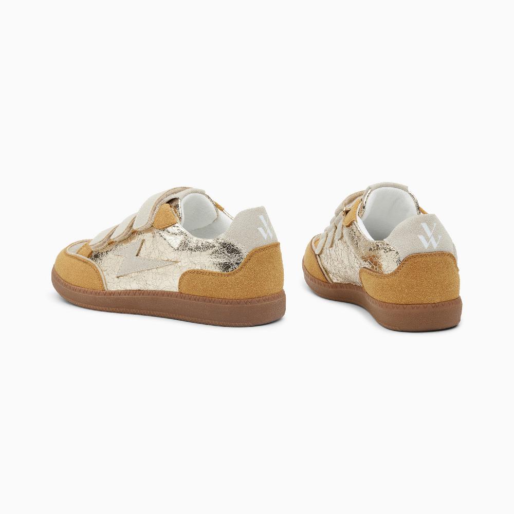 Vanessa Wu Baskets éclair Laurette Or Et Camel à Semelle Rétro