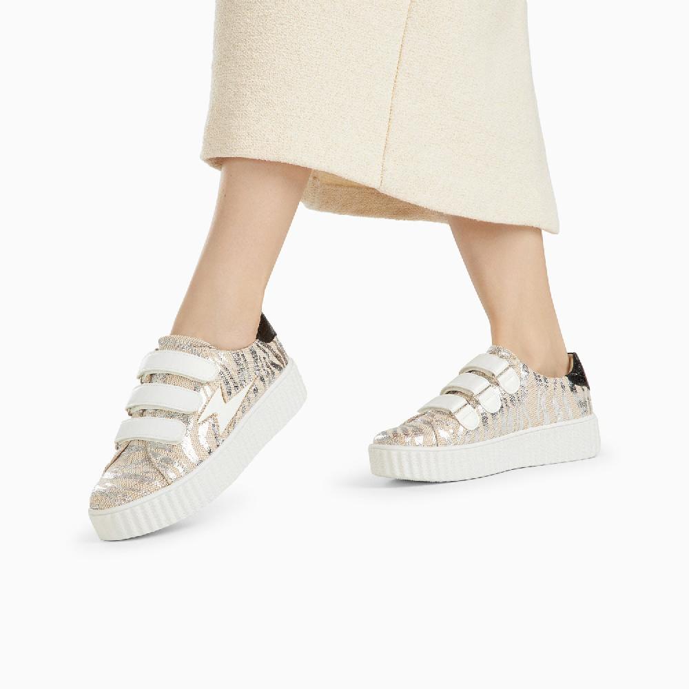 Vanessa Wu Baskets éclair Lindsey Effet Toile De Jute Beige Et Argent