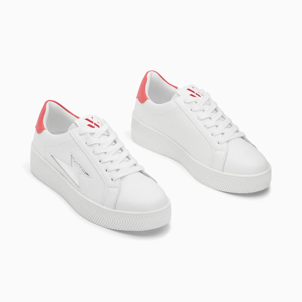 Vanessa Wu Baskets éclair Liz Blanc Et Argent à Lacets