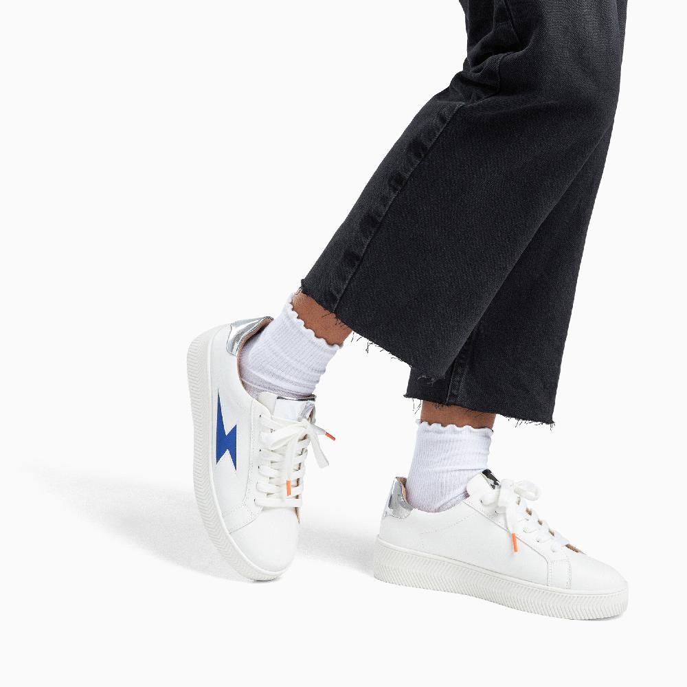 Vanessa Wu Baskets éclair Liz Blanc Et Bleu électrique à Lacets