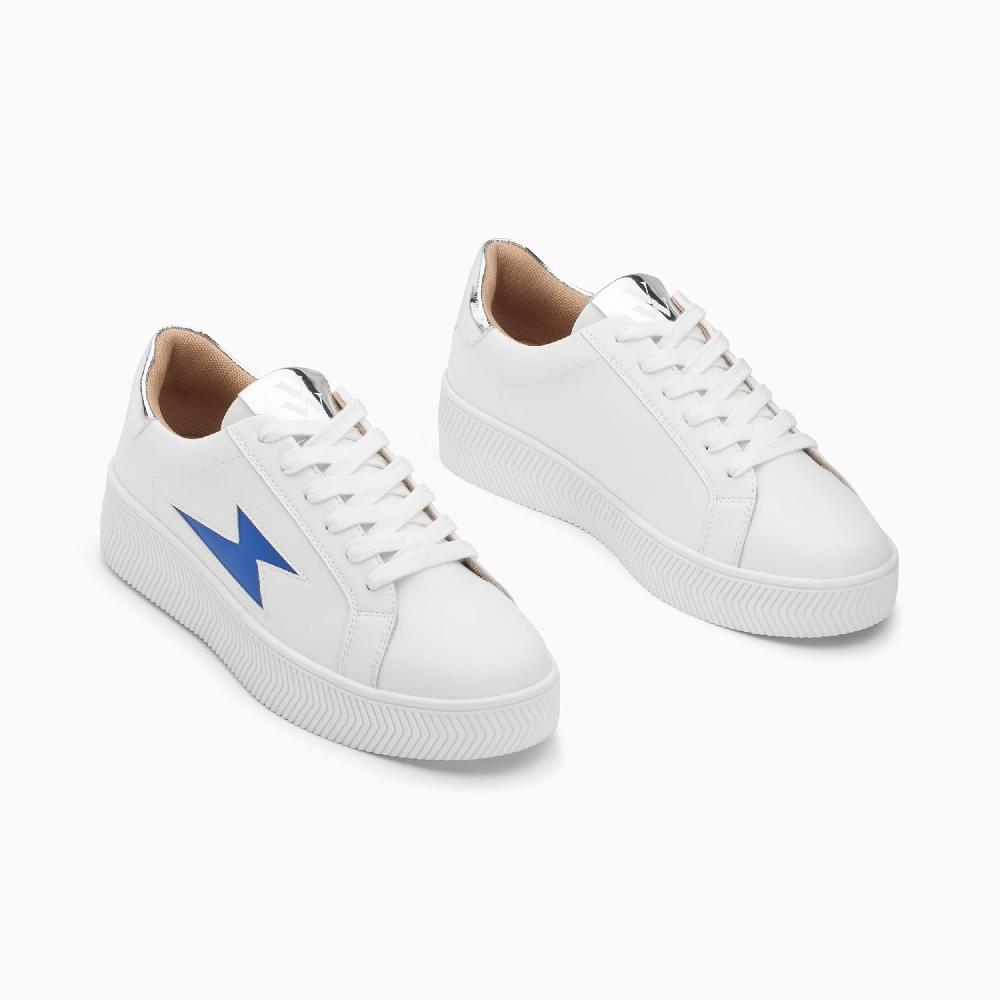 Vanessa Wu Baskets éclair Liz Blanc Et Bleu électrique à Lacets