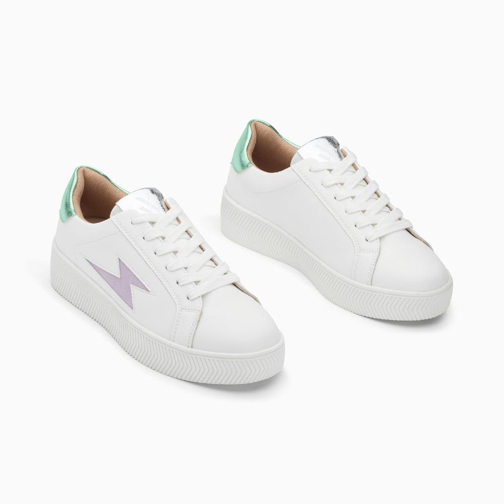 Vanessa Wu Baskets éclair Liz Blanc Et Lilas à Lacets