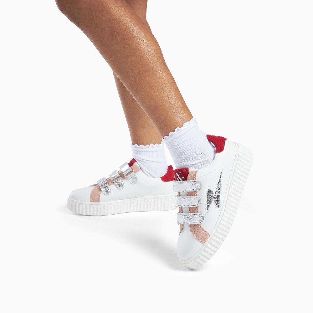 Vanessa Wu Baskets éclair Louie Blanc Et Argent à Scratchs