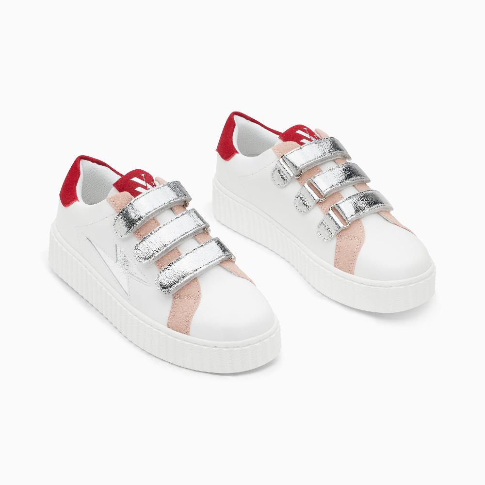 Vanessa Wu Baskets éclair Louie Blanc Et Argent à Scratchs