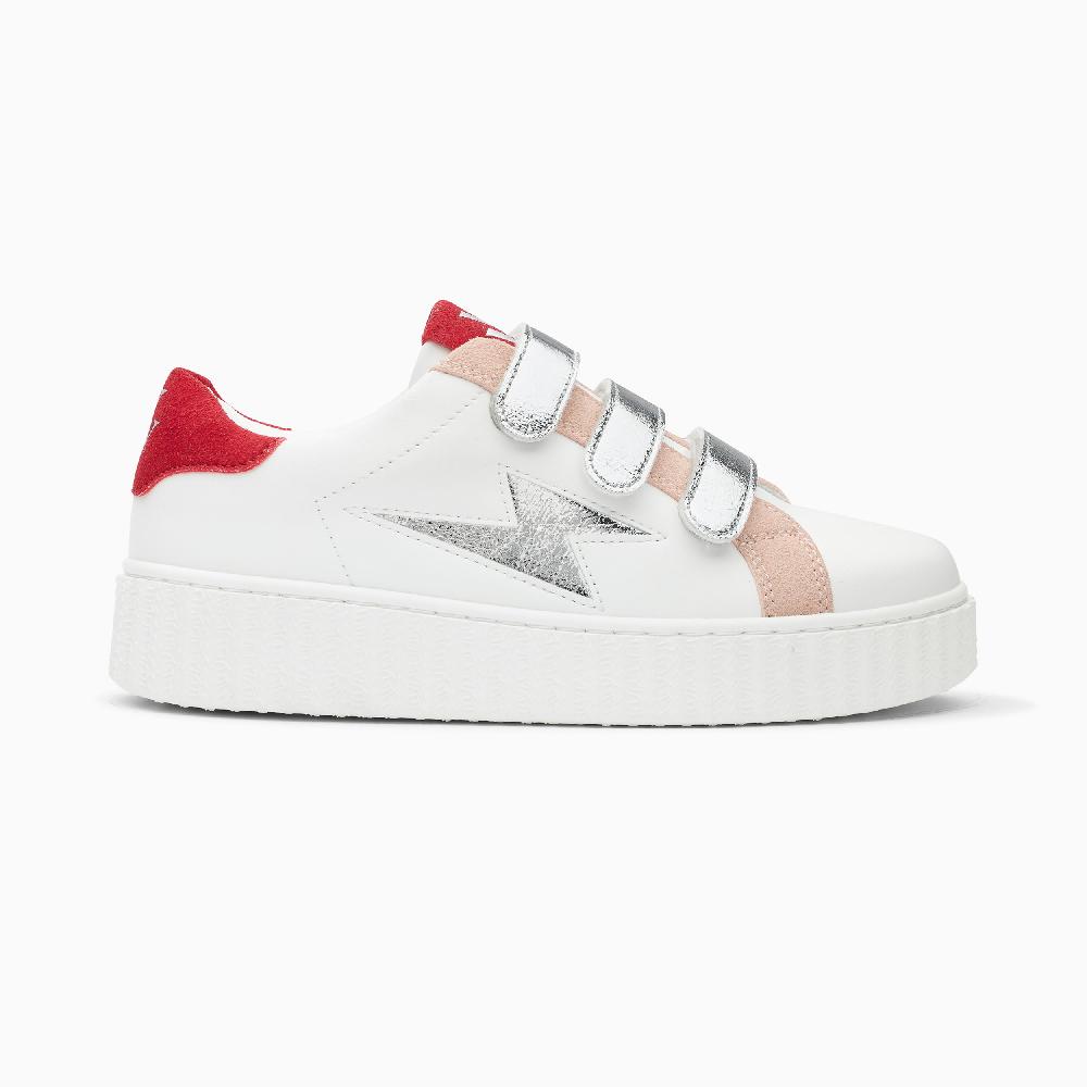 vanessa wu Baskets éclair Louie blanc et argent à scratchs