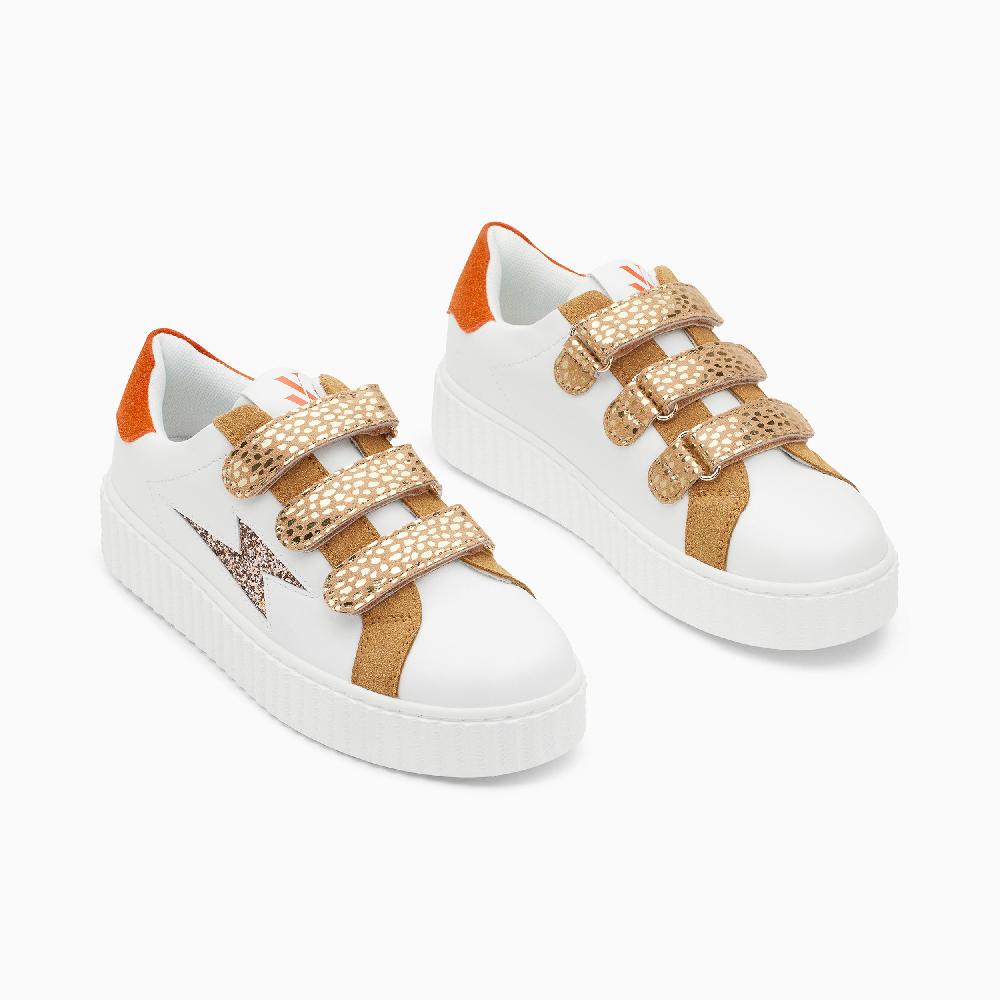 Vanessa Wu Baskets éclair Louie Blanc Et Bronze à Scratchs Guépard