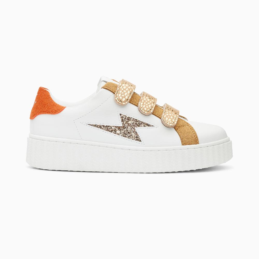 vanessa wu Baskets éclair Louie blanc et bronze à scratchs guépard