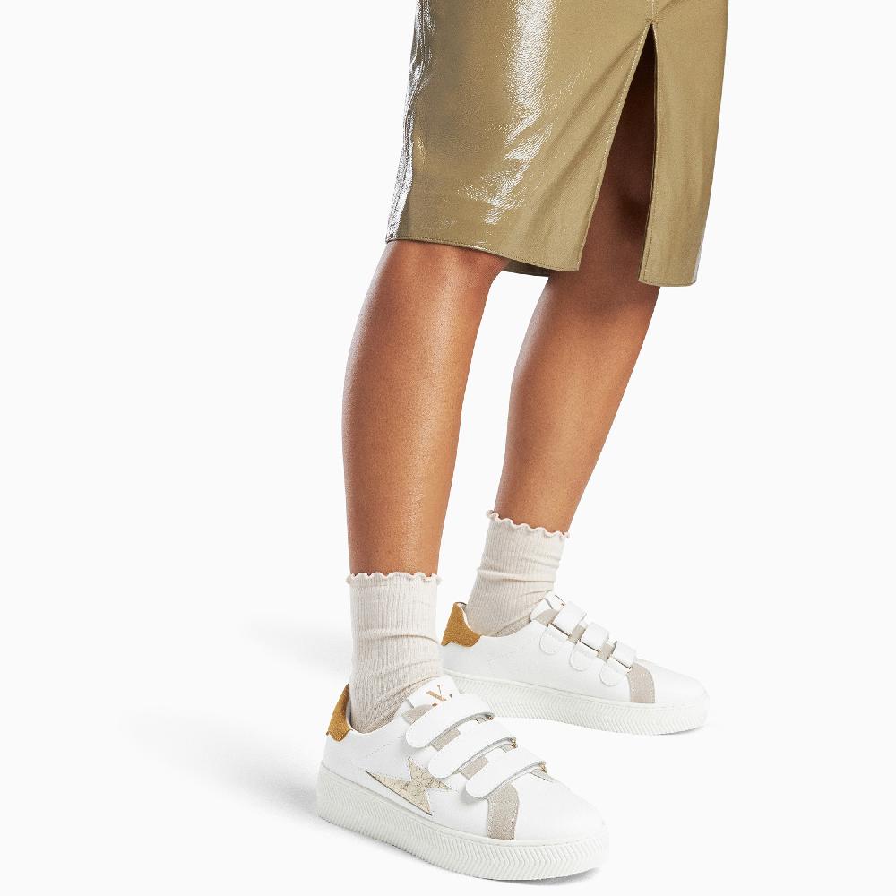 Vanessa Wu Baskets éclair Lucia Blanc Et Or à Scratchs