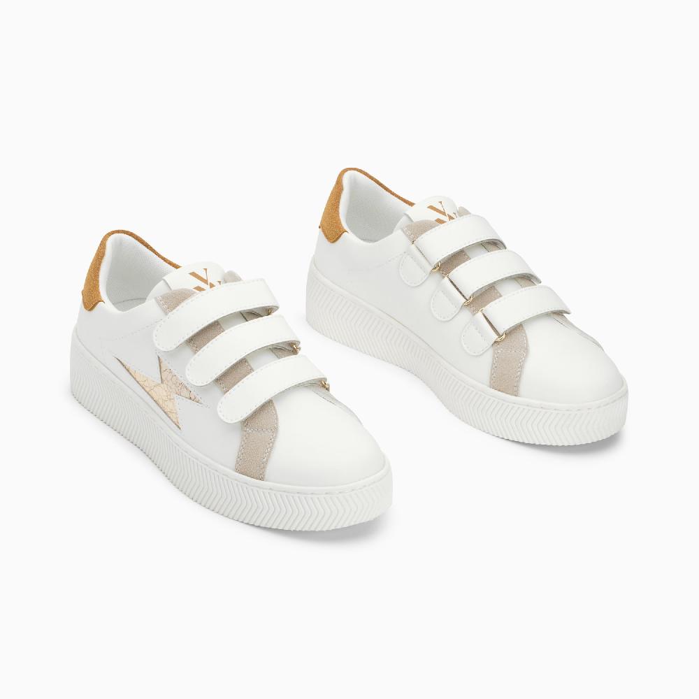 Vanessa Wu Baskets éclair Lucia Blanc Et Or à Scratchs