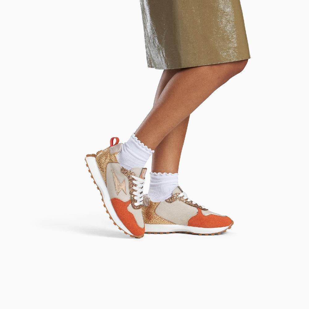 Vanessa Wu Baskets éclair Lunelle Beige Et Orange à Semelle Running