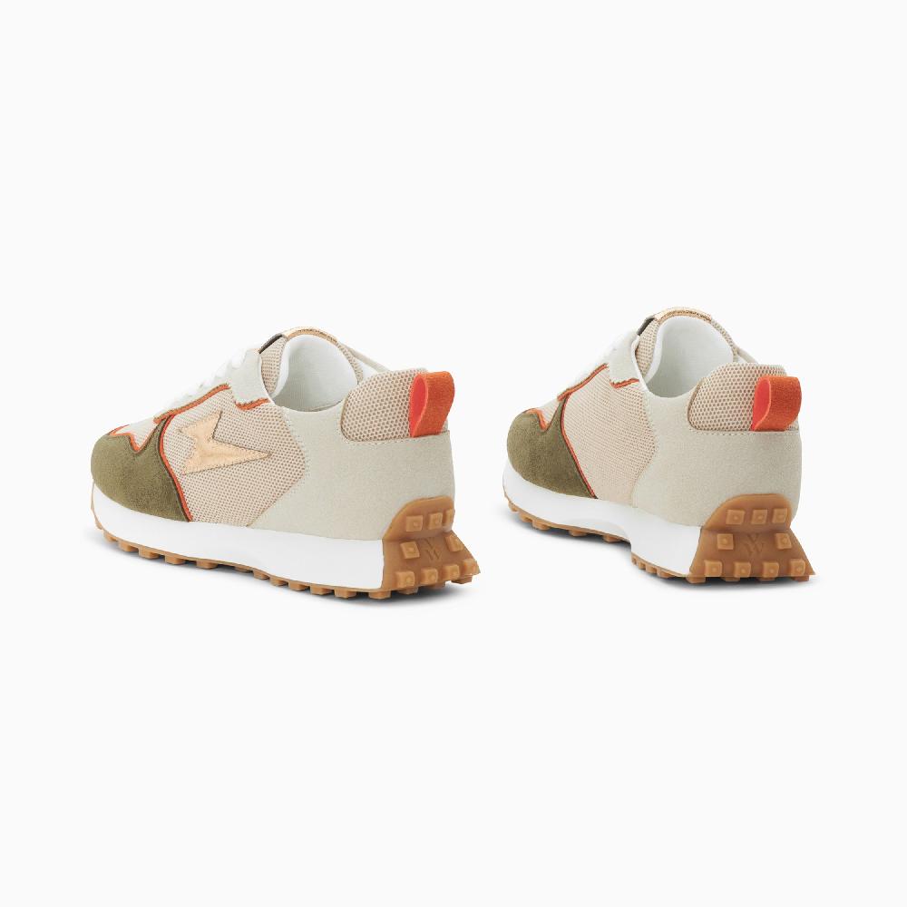 Vanessa Wu Baskets éclair Lunelle Beige Et Vert Kaki à Semelle Running