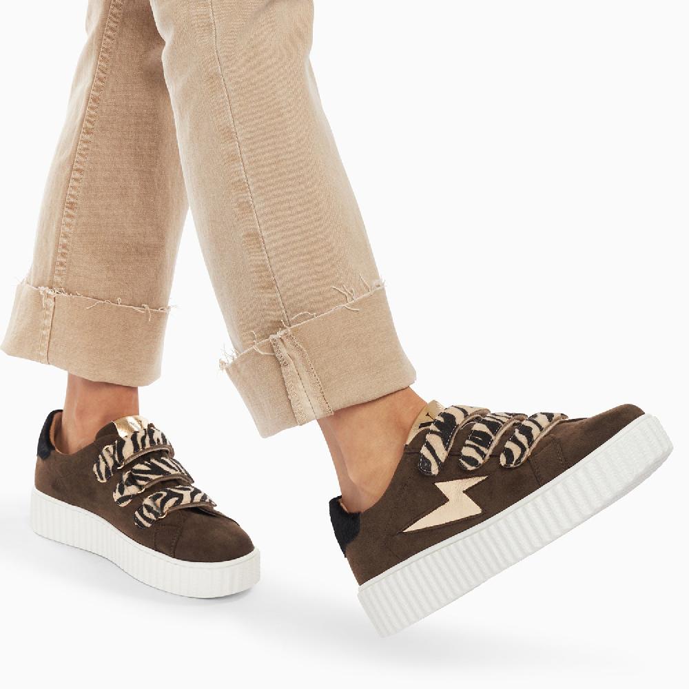 Vanessa Wu Baskets éclair Maëlle Kaki Et Or à Scratchs