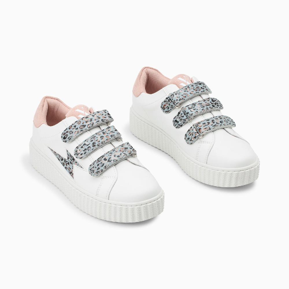 Vanessa Wu Baskets éclair Maëva Blanc Et Rose à Scratchs Léopard
